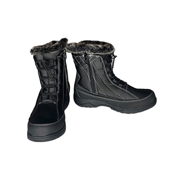 Totes NWOB Rain Faux Fur Boots Women Size 6M Black - Picture 1 of 13